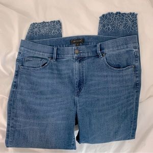 Ann Taylor The Skinny Jeans Floral Bottom